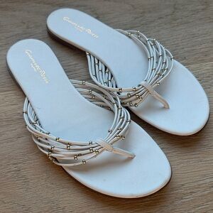 Gianvito Rossi White Sandals with Gold Detail